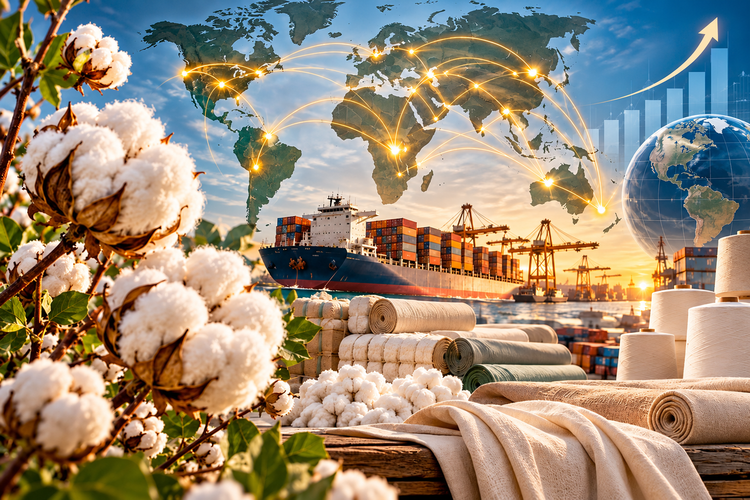 Global Cotton Trade at Sunset