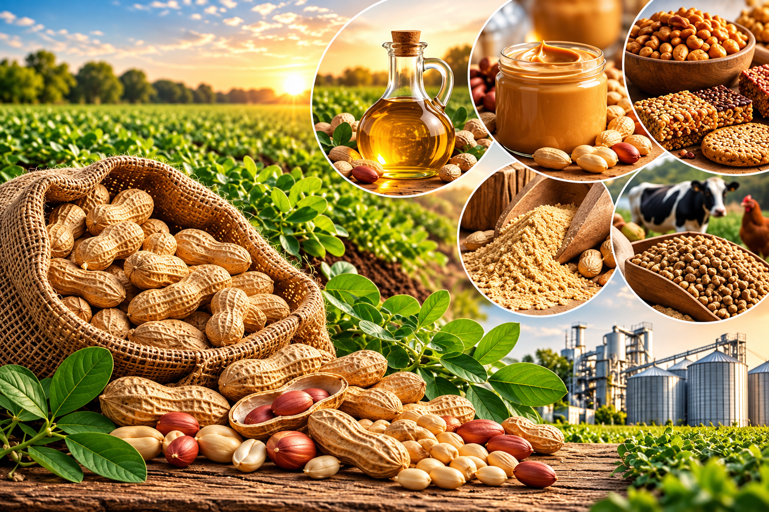 Golden-Hour Peanut Farm Collage