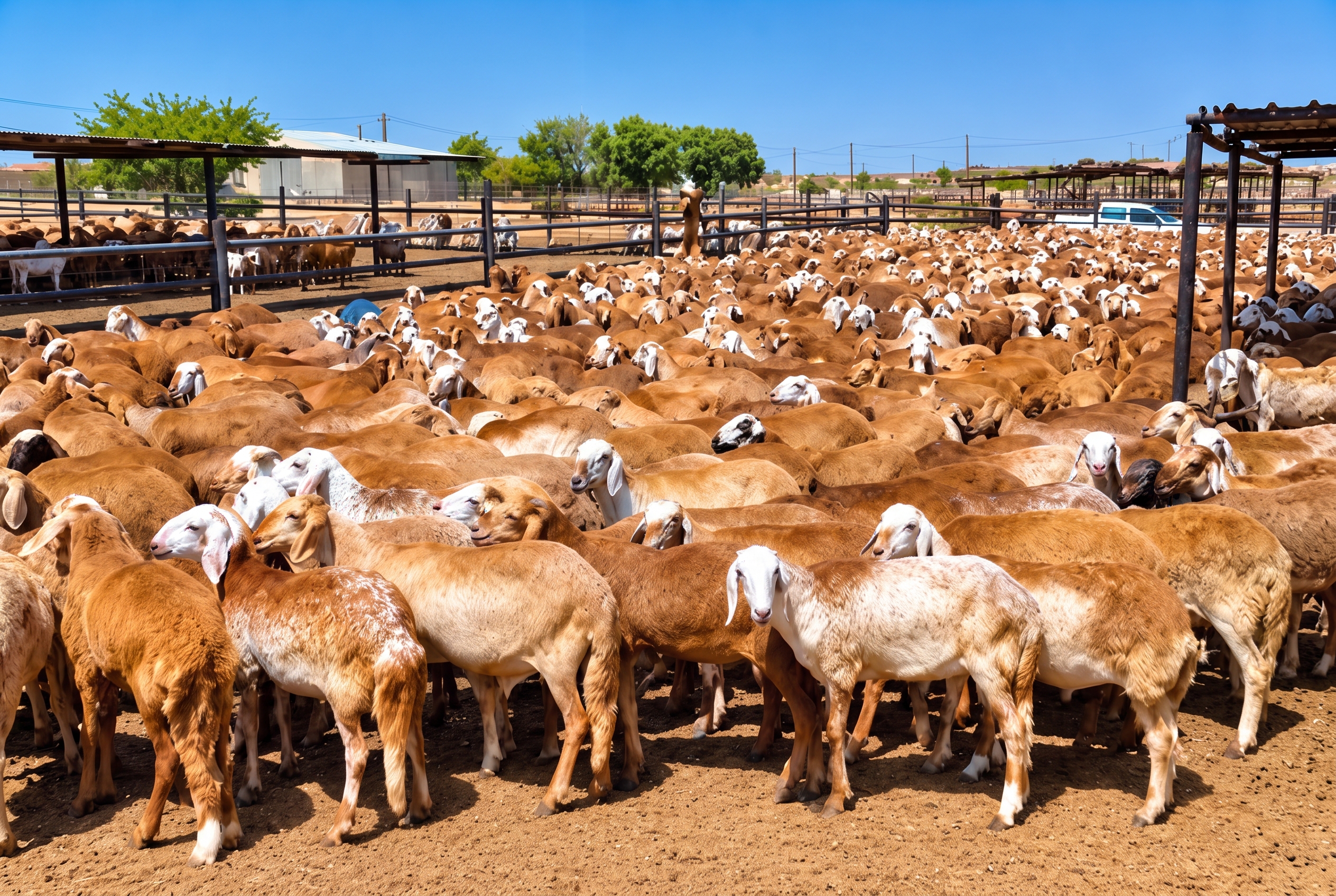 Sunlit Sheep Market Pen