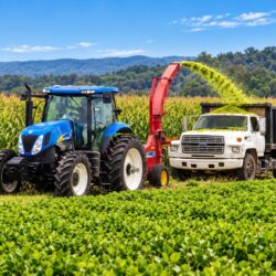 Tractor Harvesting Silage in Mountain Fields (2)